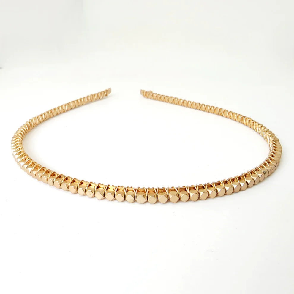 Mini Hematite Headband- Gold