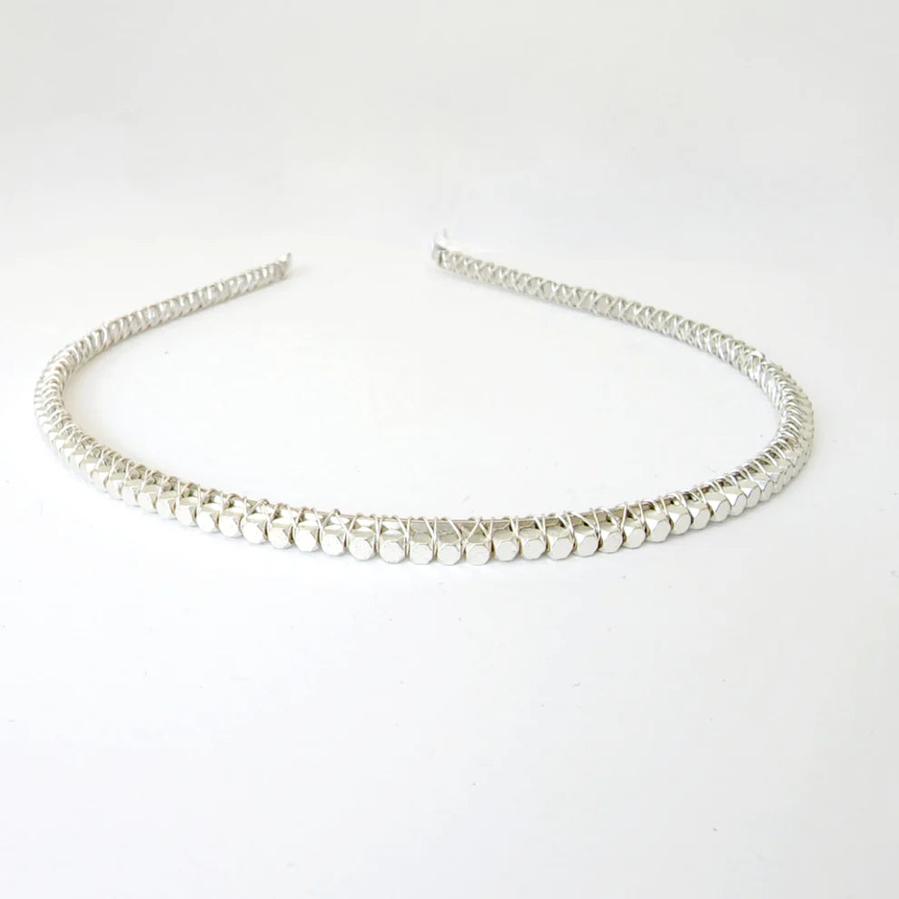 Mini Hematite Headband- Silver