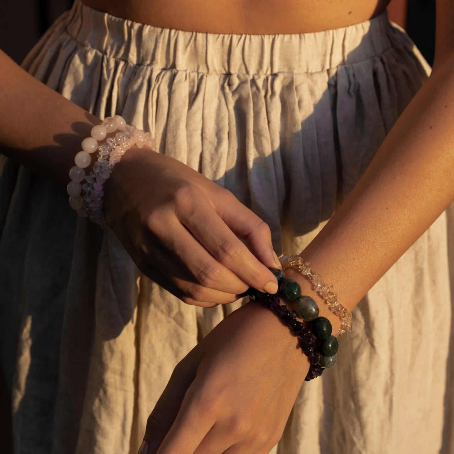 Rose Quartz Chip Bracelet